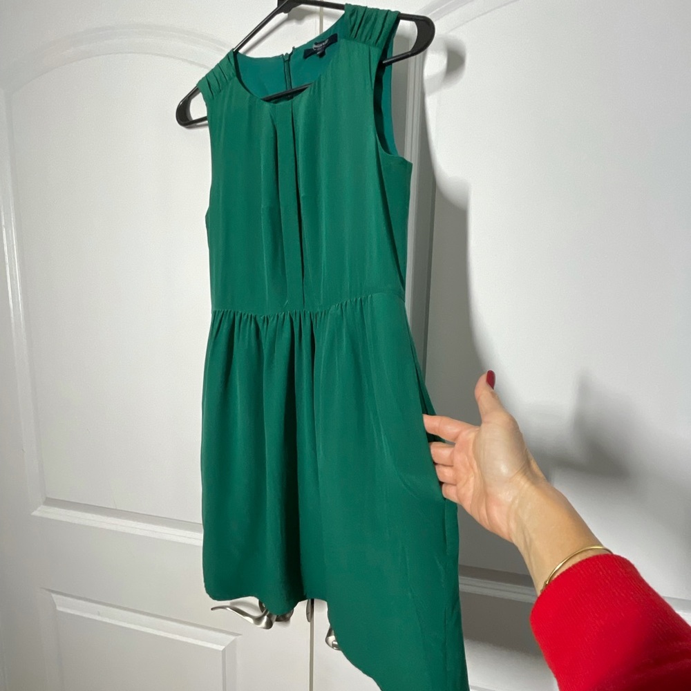 Madewell Green 100% Silk Fully Lined Mini Dress size 4 - Picture 4 of 8